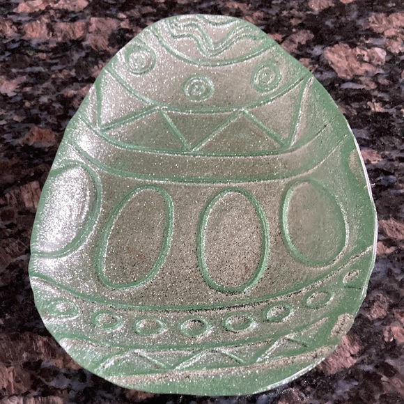 AKCAM TURKISH EASTER EGG GLITTER GLASS PLATE SET OF 4 - Picture 5 of 6